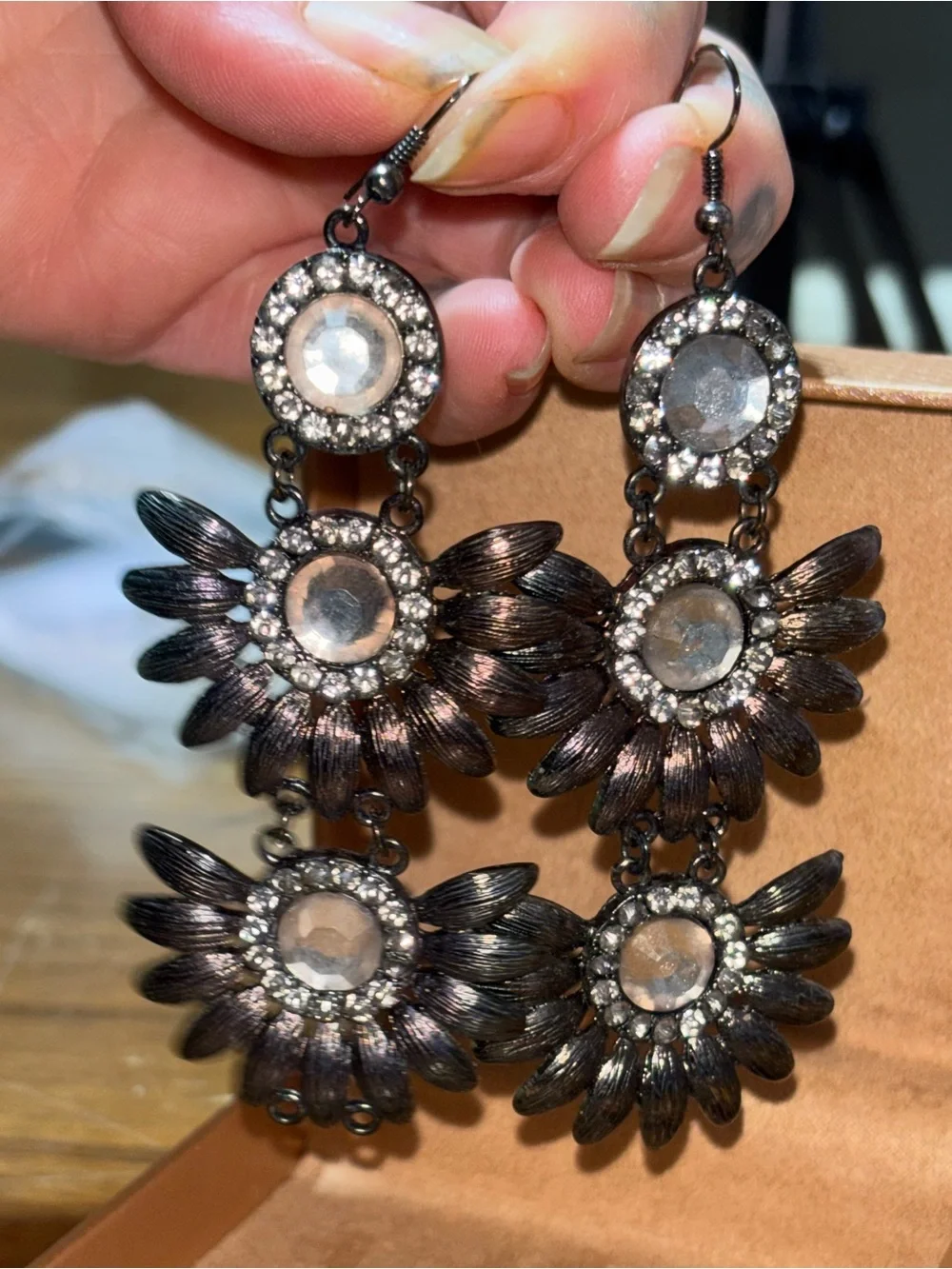 Sparkly Flower Dangle Earrings